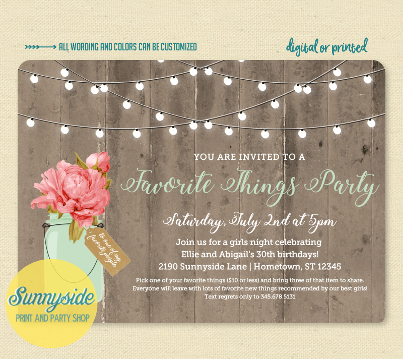 favorite things party invite