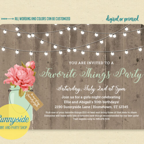 favorite things party invite